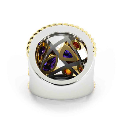 Tanzanite and Diamond Wide Band Ring