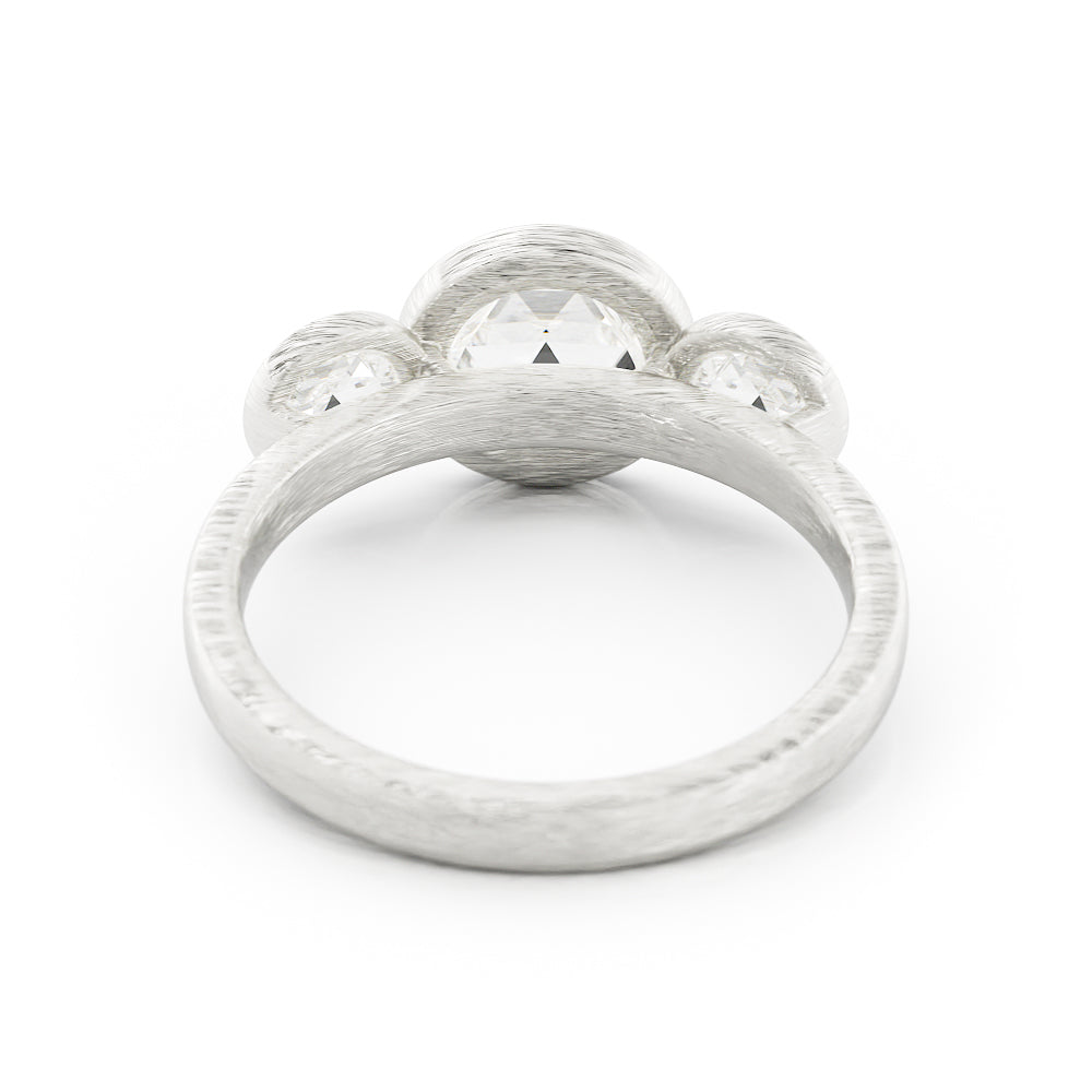 Rose Cut Diamond Three Stone Ring