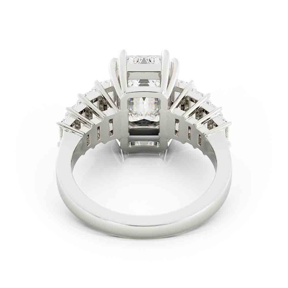 Emerald Cut Diamond Ring with Baguettes Sides