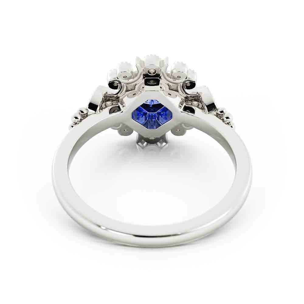 Blue-Green Sapphire and Diamond Ring