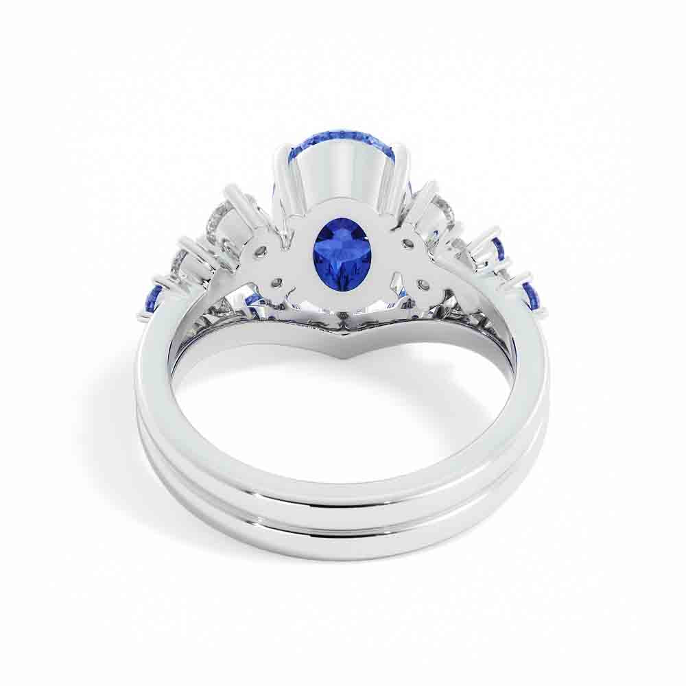Oval and Round Diamond and Sapphire Set