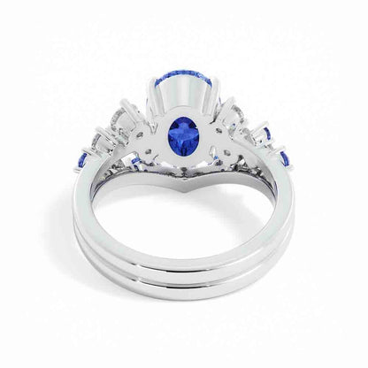 Oval and Round Diamond and Sapphire Set