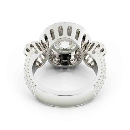 Three Stone Halo Diamond Ring