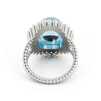 Oval Blue Topaz and Diamond Ring