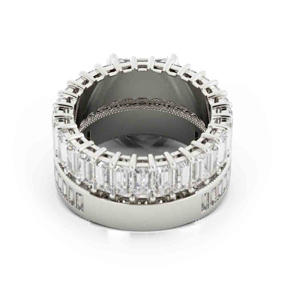 Large Princess and Trap Engagment Ring with Bag and Rd Side Diamond