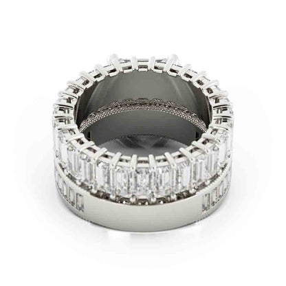 Large Princess and Trap Engagment Ring with Bag and Rd Side Diamond