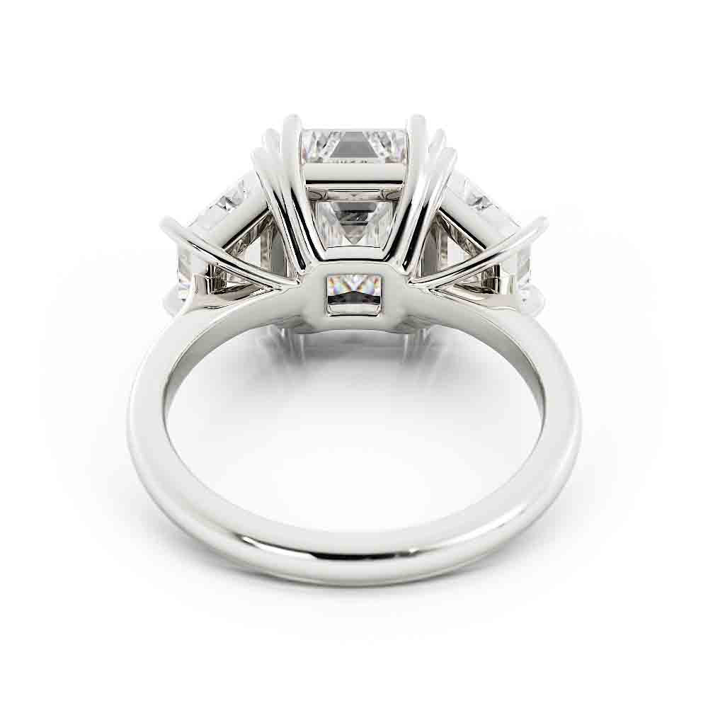 3 Stone Emerald Cut with Traps Diamond Ring
