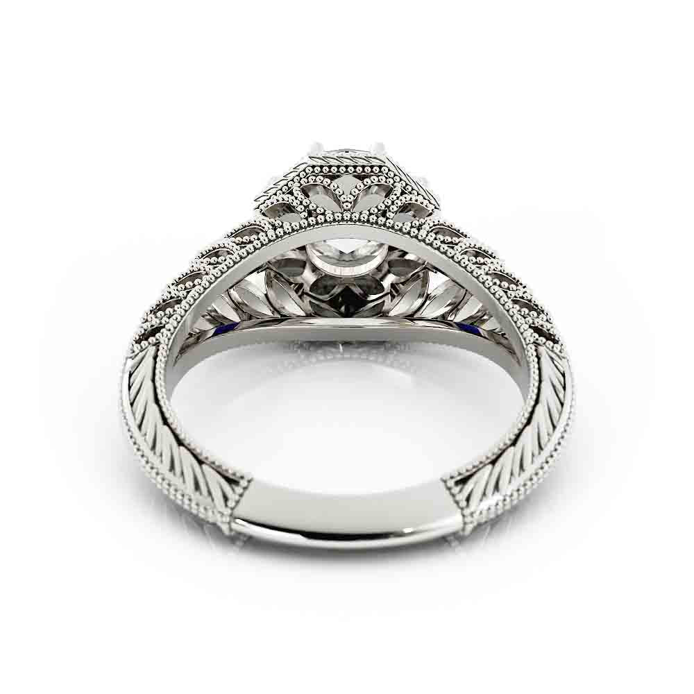 Vintage Round Diamond and Sapphire Ring