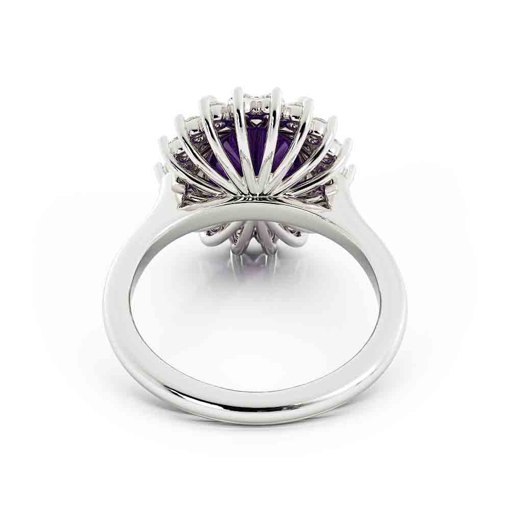 Amethyst Center Diamond Ring