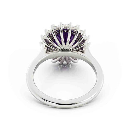Amethyst Center Diamond Ring
