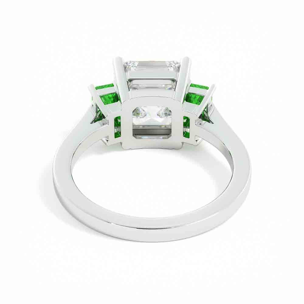 Green Emerald Side Stones With A Square E/C Dia Center