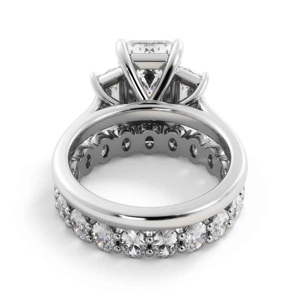 Three Stone Engagement with Diamond Band