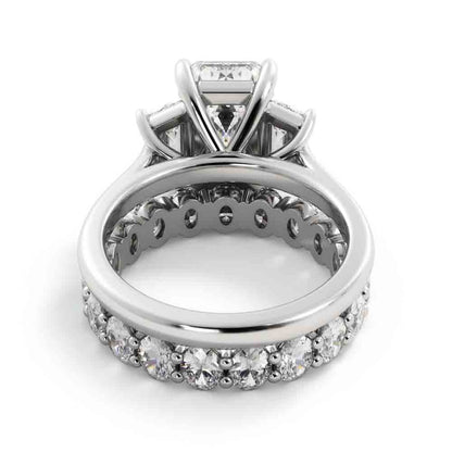 Three Stone Engagement with Diamond Band