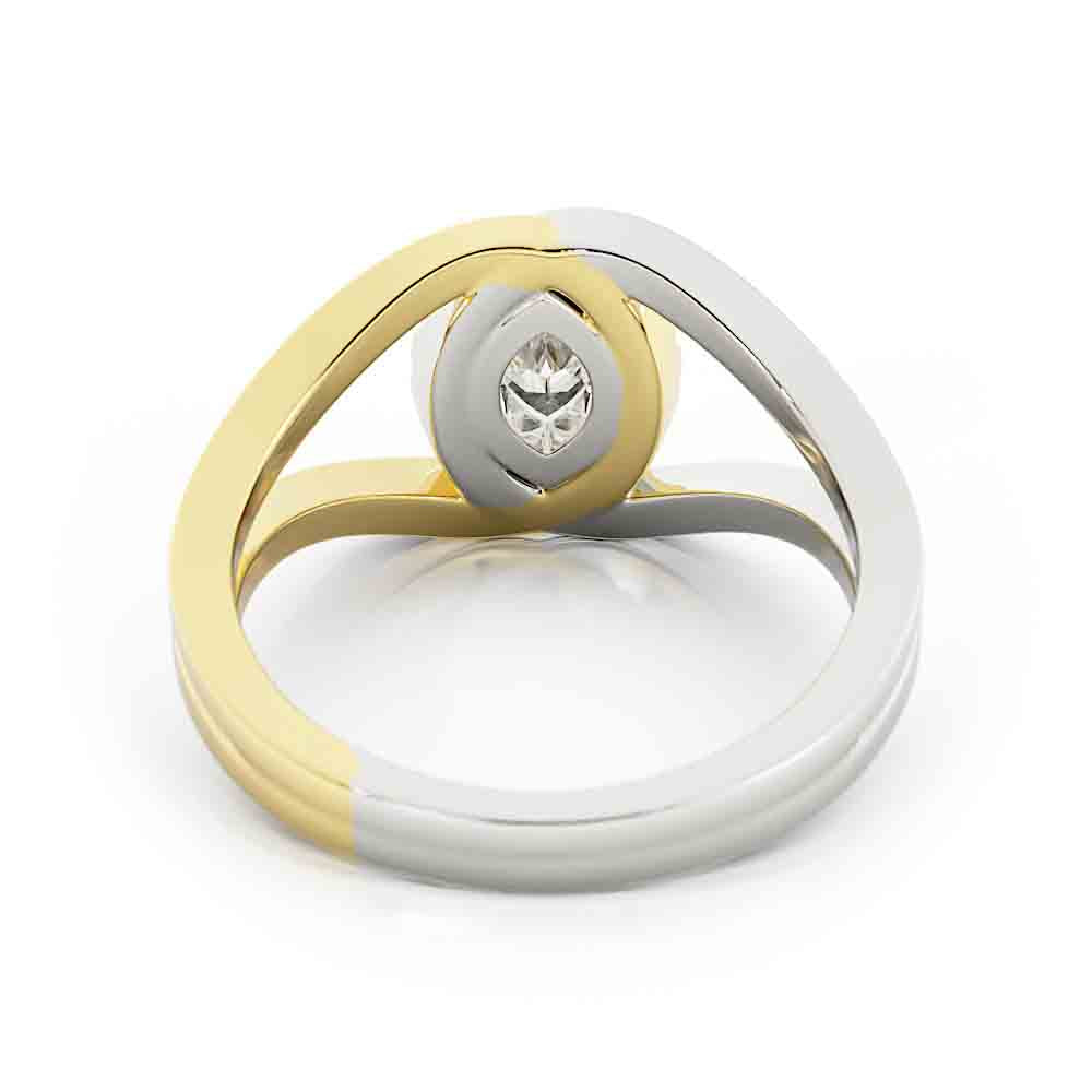 Marquise Cut Diamond Surrounded By Yellow And White Diamonds