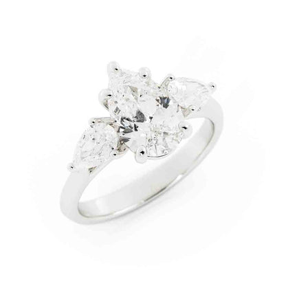 3 Stone Pear Shape Diamond Ring