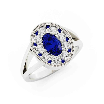 Oval Blue Sapphire And Diamond Ring