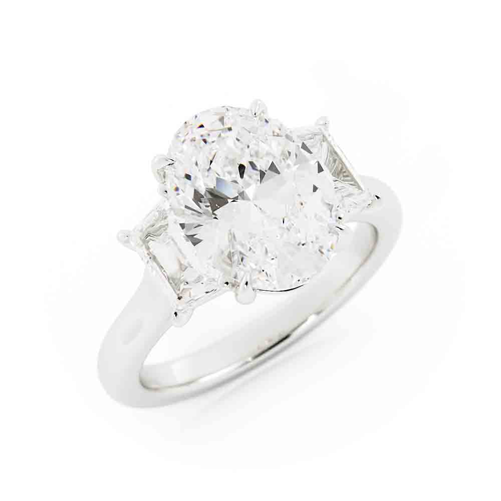 Oval Center With Trap Side diamond Ring