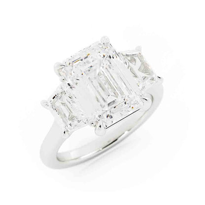 Emerald Cut Diamond Center With Trap Side Diamond Ring