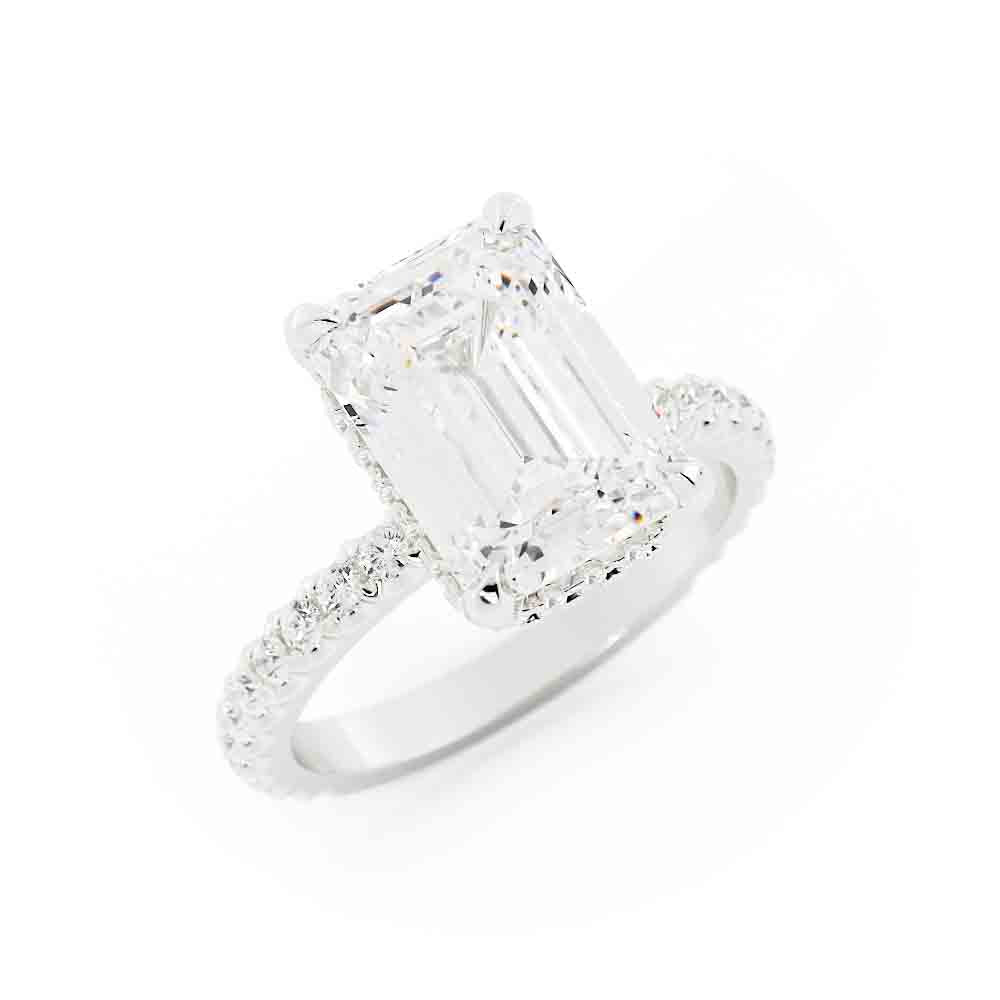 Emerald Cut Diamond With Diamond Gallery Diamond Ring