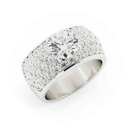 5 Row Rd Diamond Pave Band With Center Stone