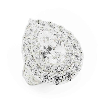 Double Halo Pear Shaped Diamond Ring