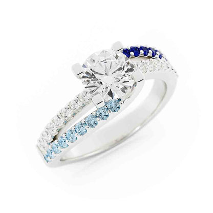 Sapphire and Blue Topaz Accent Stone with Diamond Center