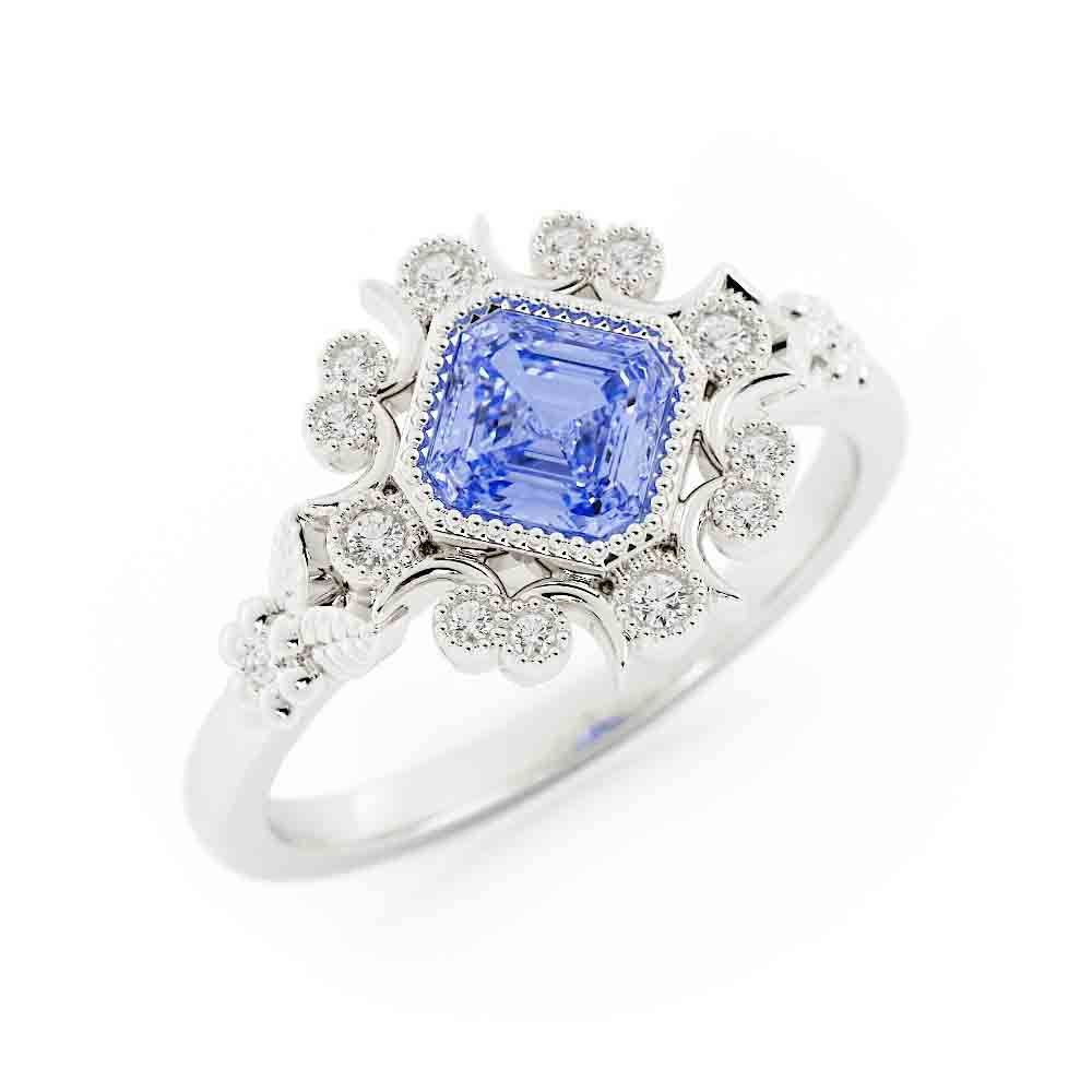 Blue-Green Sapphire and Diamond Ring