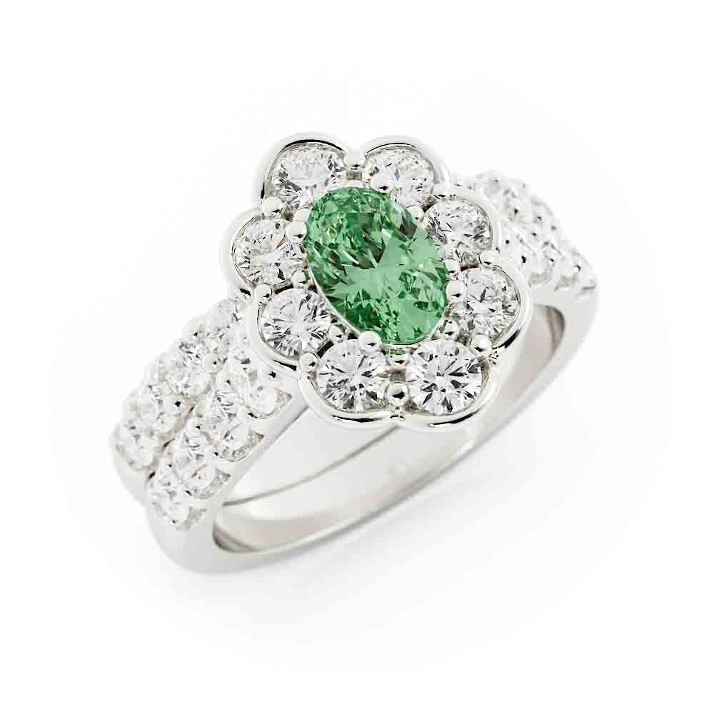 Emerald and Diamond Wedding Set