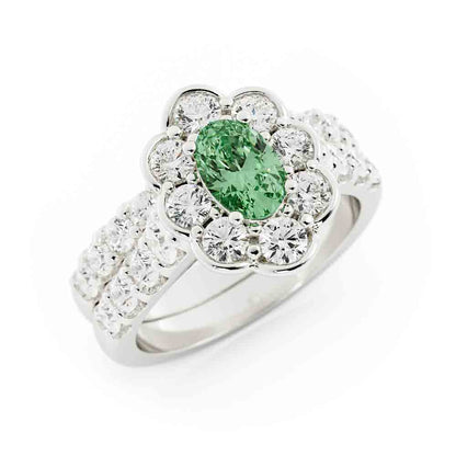 Emerald and Diamond Wedding Set