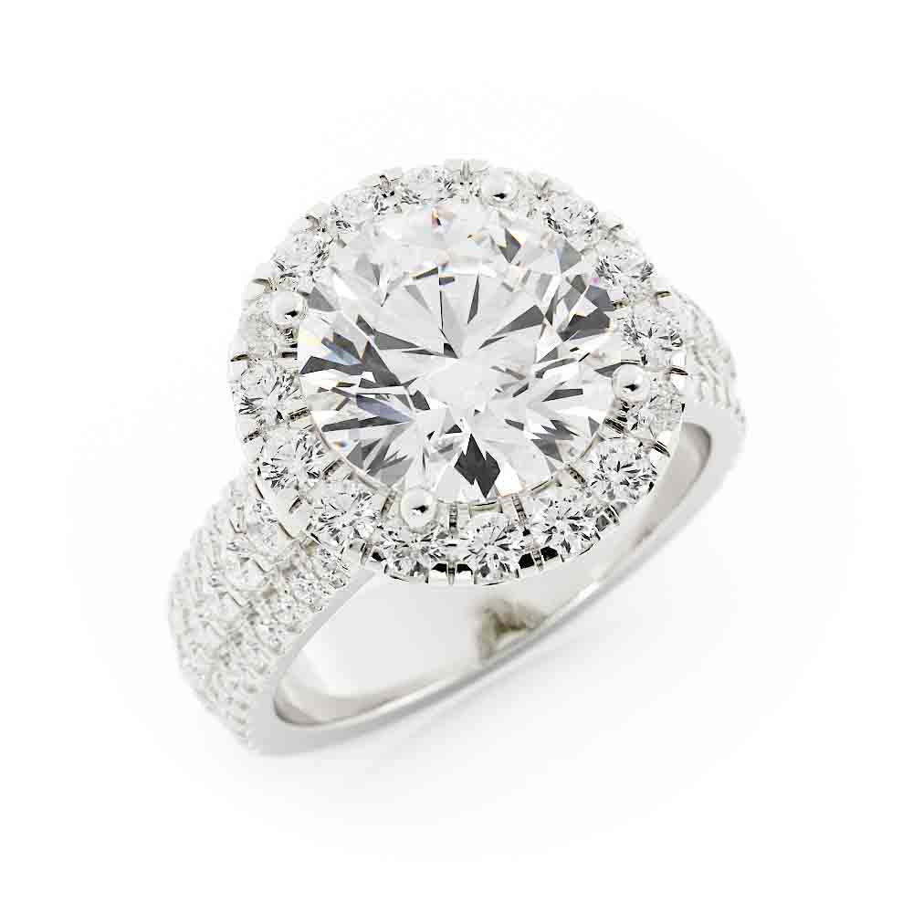 Large Round Diamond Halo Ring