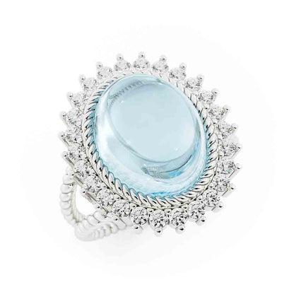 Oval Blue Topaz and Diamond Ring