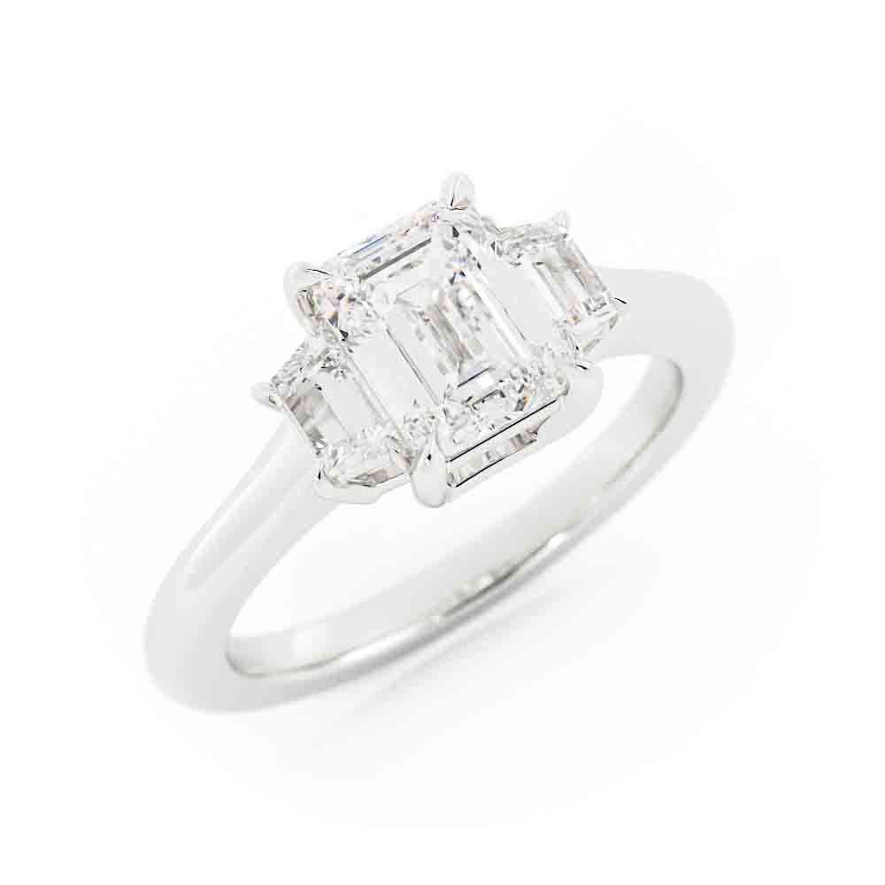 Emerald Cut with Traps and Side Round Diamond