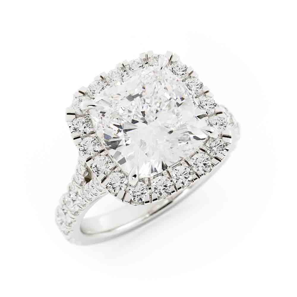 Cushion Center Diamond Halo Ring