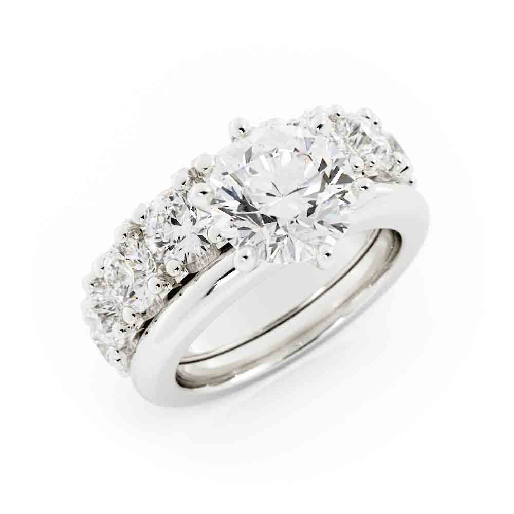 Round Solitaire with Diamond Band