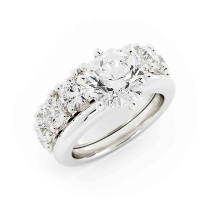 Round Solitaire with Diamond Band