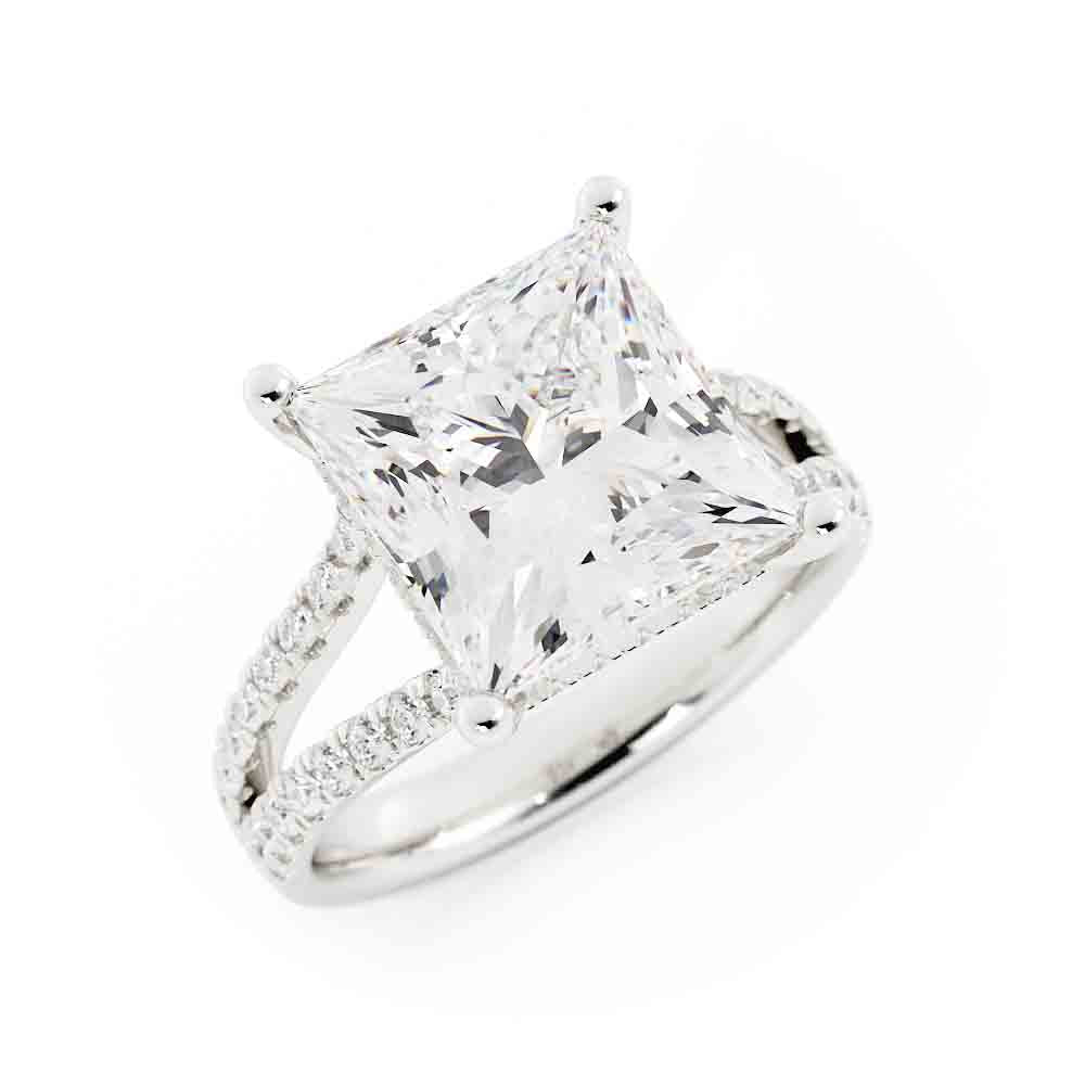 6ct Princess Center Split Shank Ring