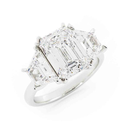 3 Stone Emerald Cut with Traps Diamond Ring