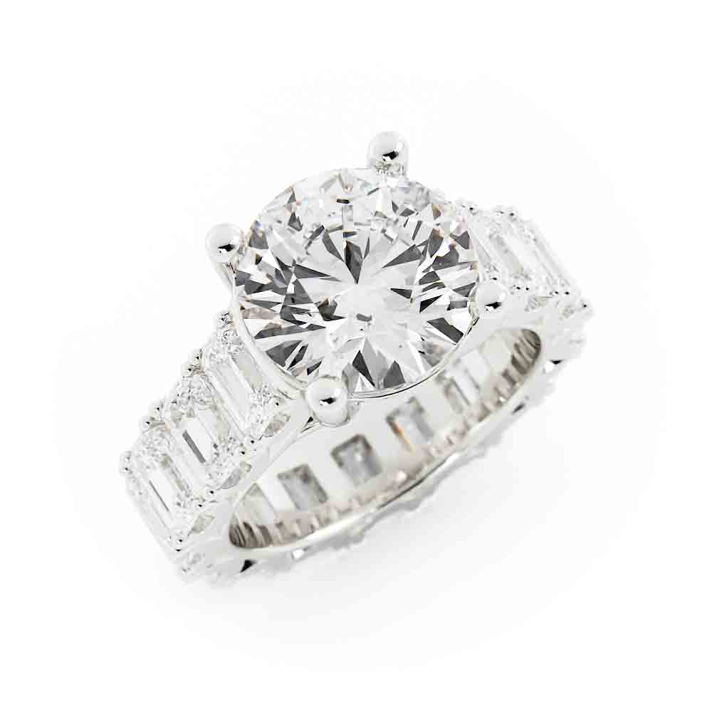 Round Center with Side Emerald Cut