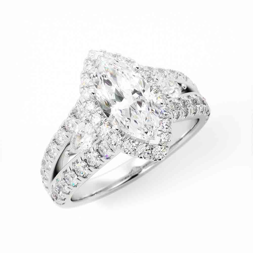 Marquise, Pear Shaped, and Round Diamond Ring
