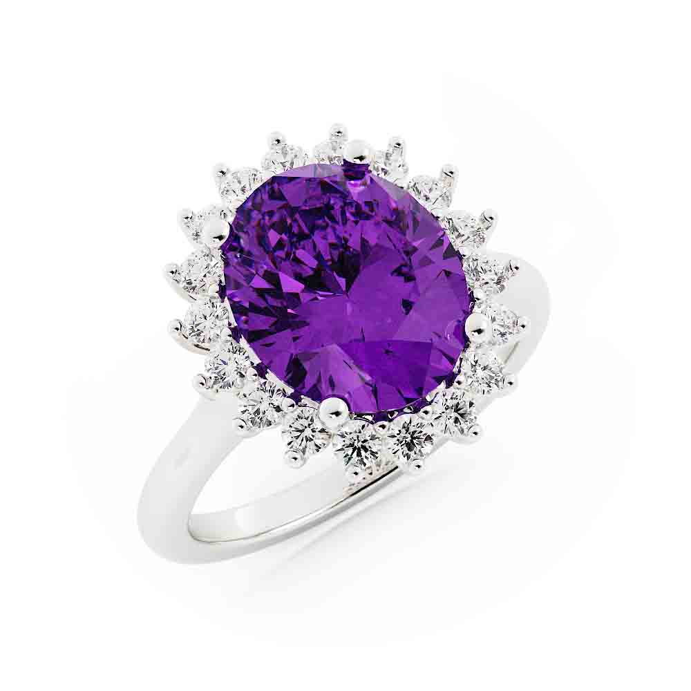 Amethyst Center Diamond Ring