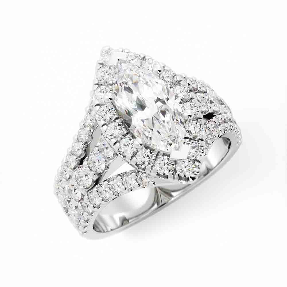 Three Row Split Diamond Ring