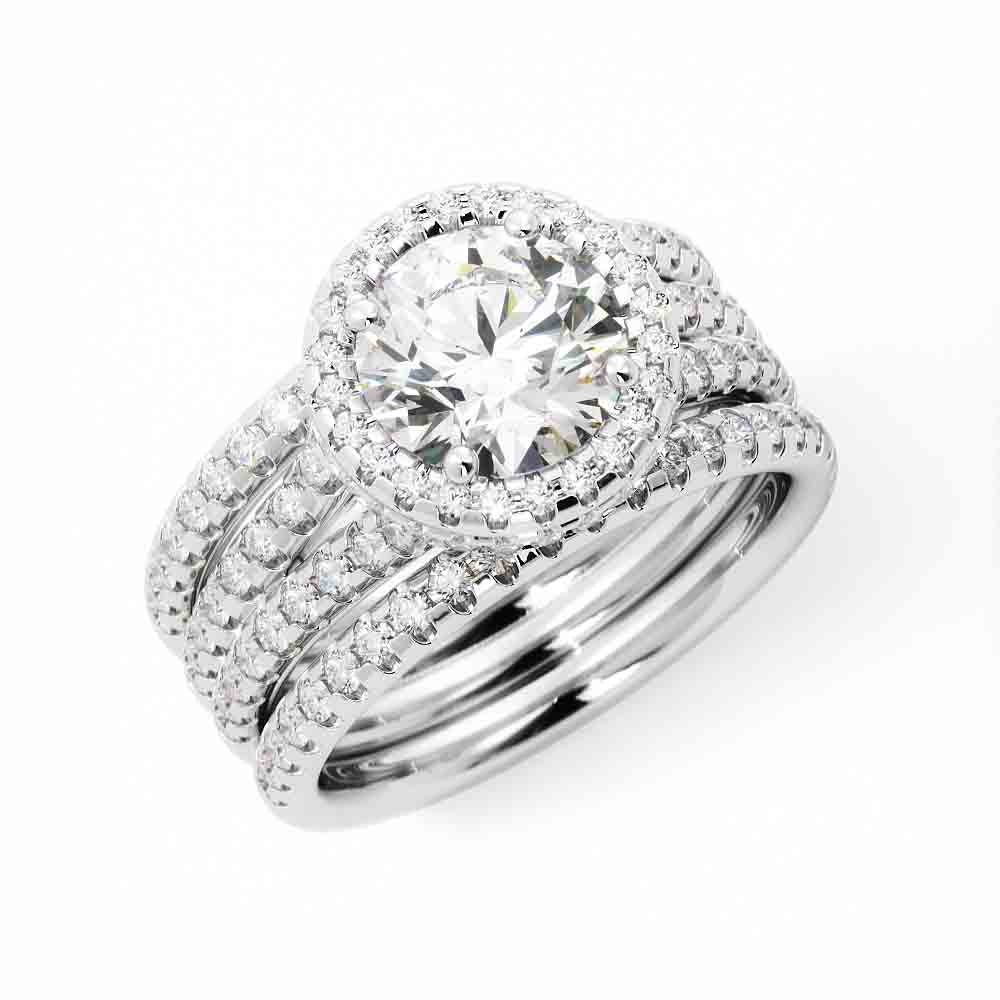 Double Band Wedding Set With Stacking Band