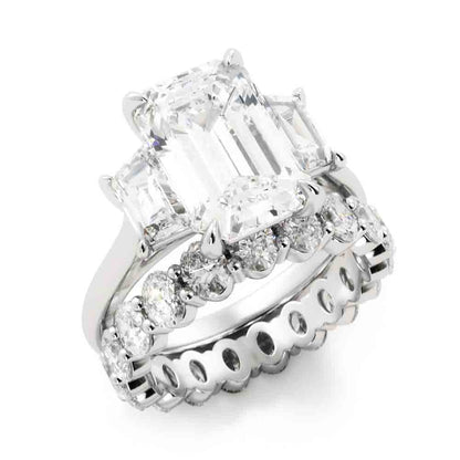 Three Stone Engagement with Diamond Band