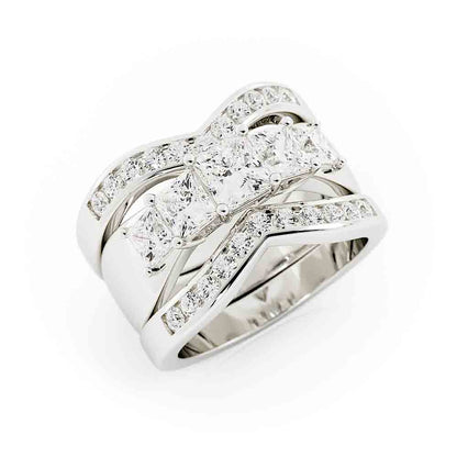 Princess Diamond Ring Surrounded By Channel Set Rd Diamond Bands