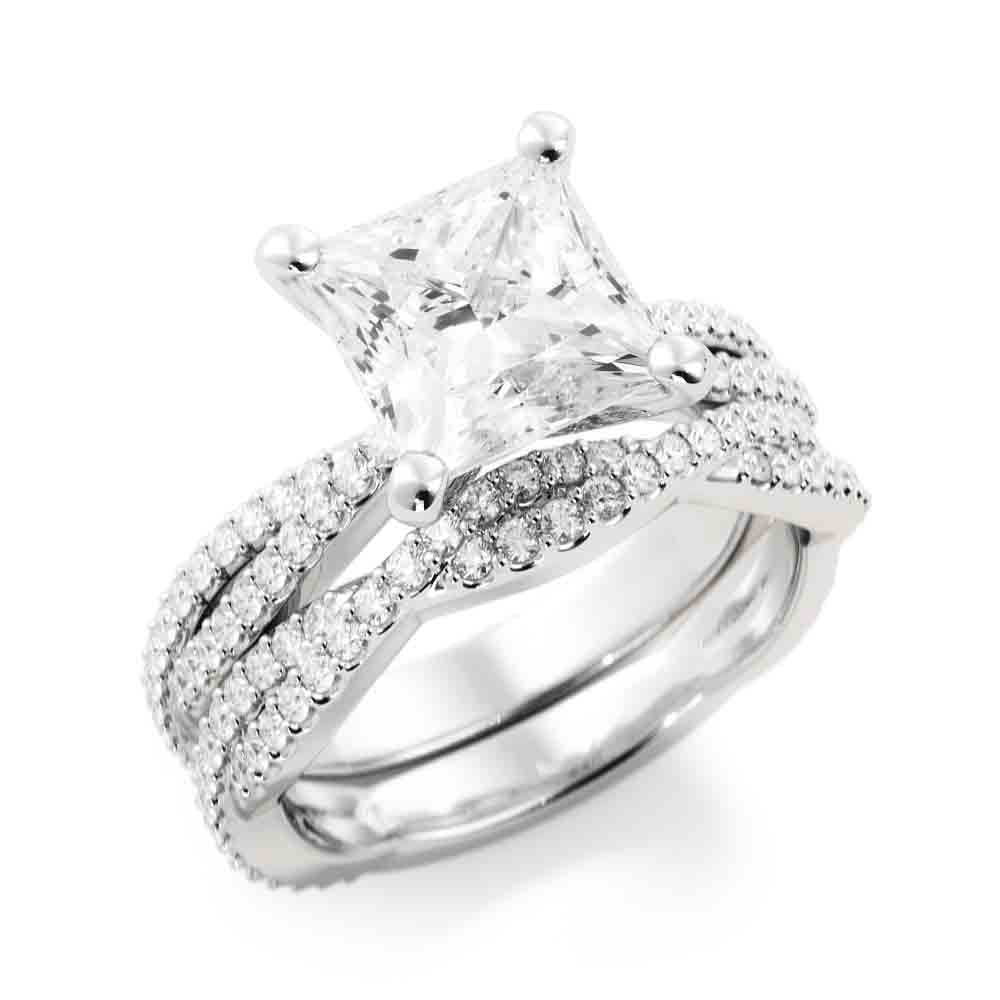 Princess Center with Twisted Diamond Bands