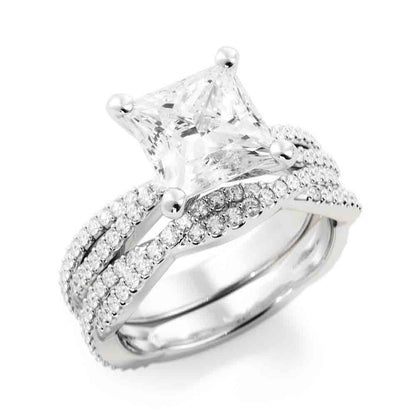 Princess Center with Twisted Diamond Bands