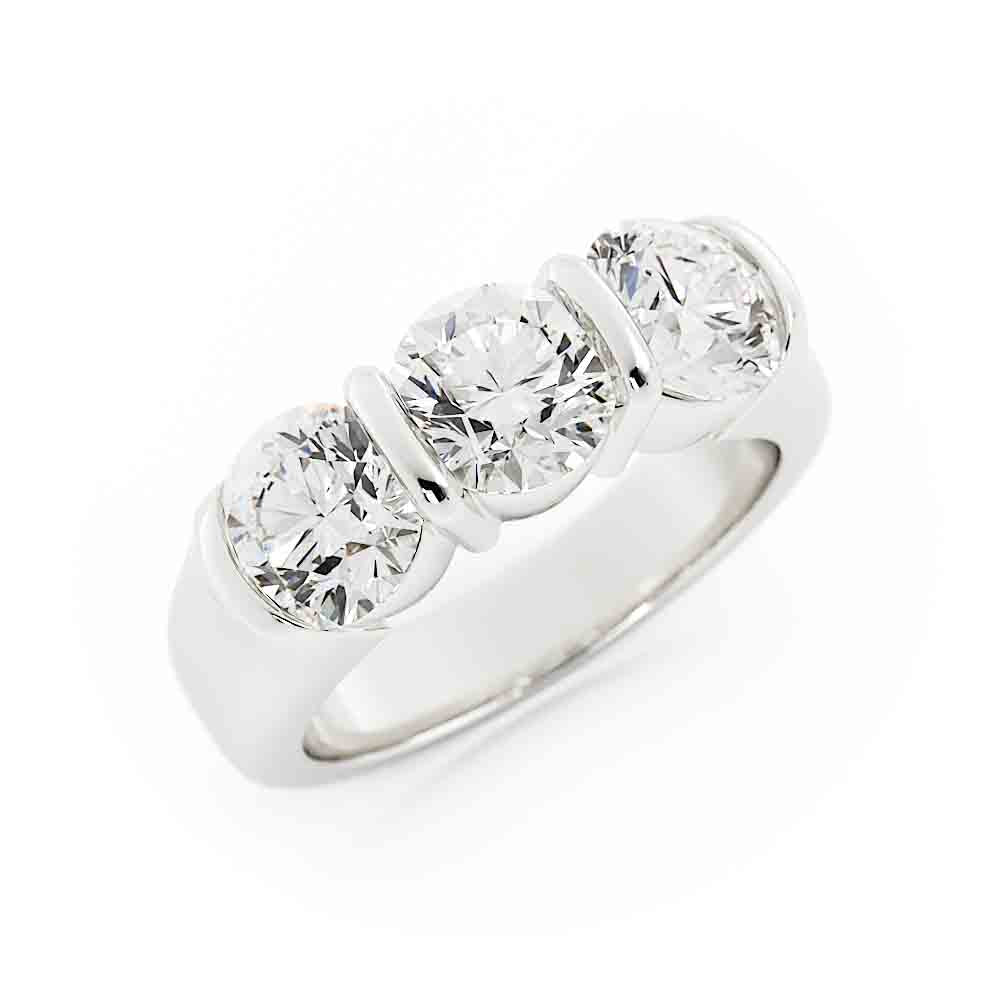 Classic 3 Stone Diamond Band Bar Set