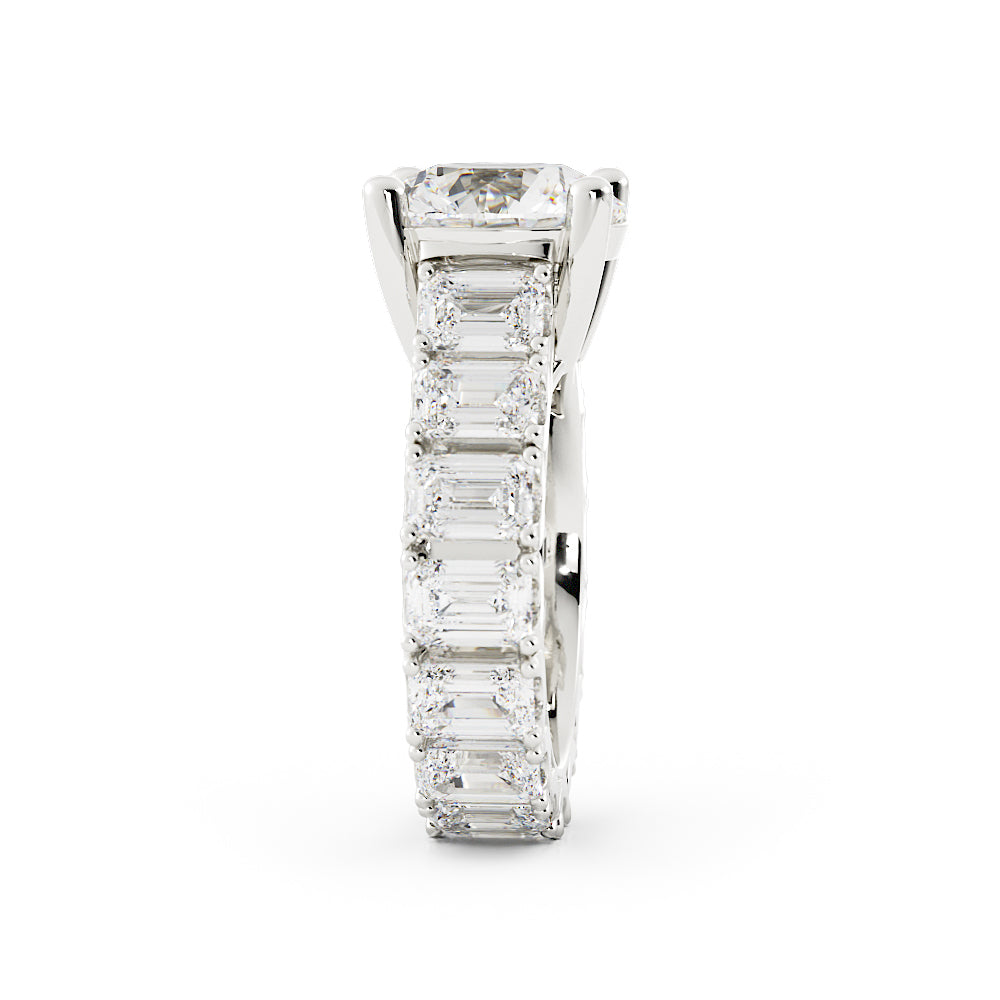 Round Center with Side Emerald Cut Laboratory-Grown Diamond Ring