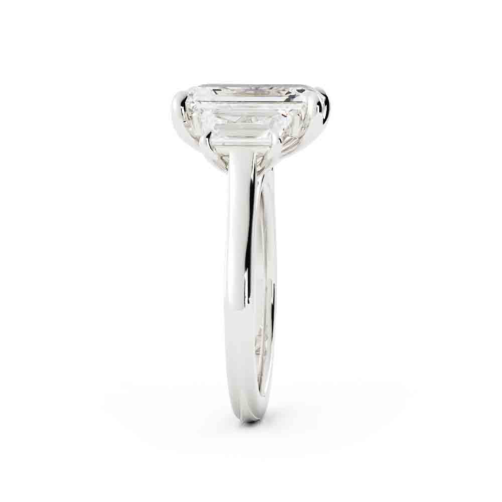 Emerald Cut Diamond Center With Trap Side Diamond Ring