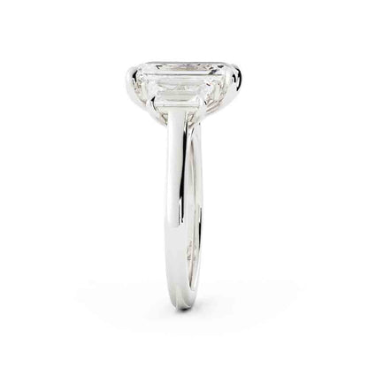 Emerald Cut Diamond Center With Trap Side Diamond Ring
